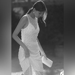 Audrey Adele Pearl Overlay midi dress